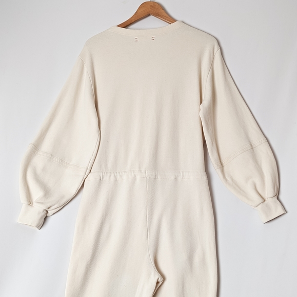XIRENA Jenn Fleece Jumpsuit Cream One Piece Sweatsuit Tan Large - Picture 8 of 12